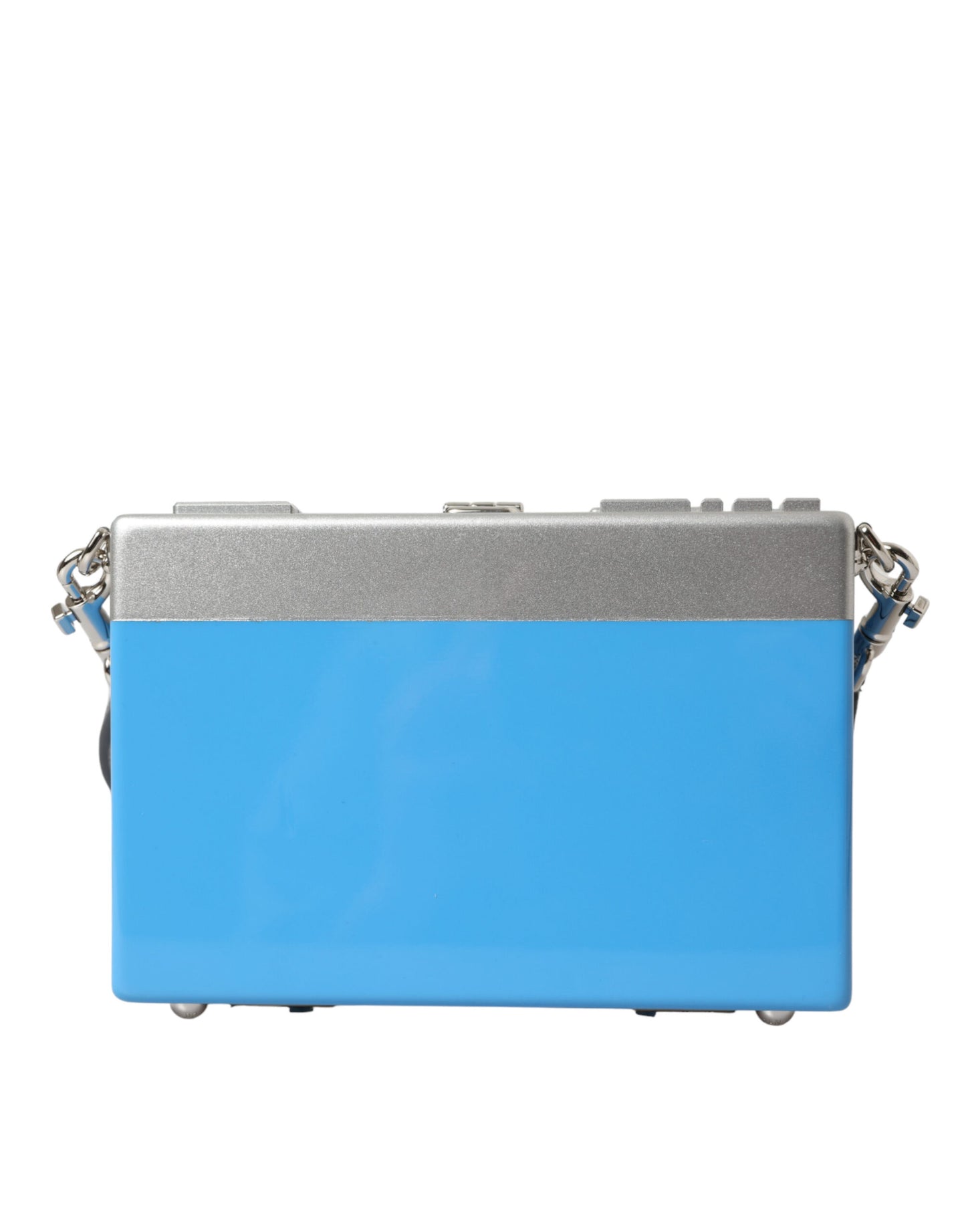 Dolce & Gabbana Blau Silber Holz Walkman Box Clutch Schulter Tasche Borse