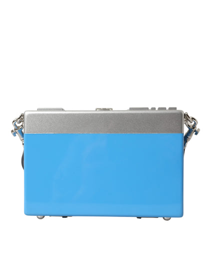 Dolce & Gabbana Blau Silber Holz Walkman Box Clutch Schulter Tasche Borse
