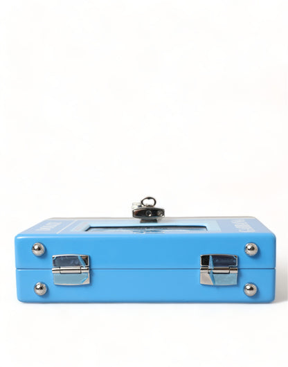 Dolce & Gabbana Blau Silber Holz Walkman Box Clutch Schulter Tasche Borse