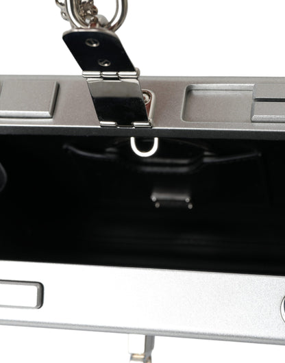 Dolce & Gabbana Blau Silber Holz Walkman Box Clutch Schulter Tasche Borse