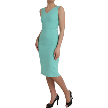 Dolce & Gabbana Grünes ärmelloses Midikleid aus Viskose