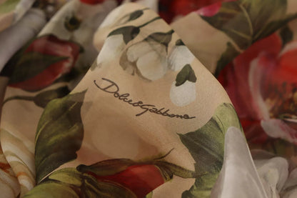 Dolce & Gabbana Beigefarbenes ärmelloses Minikleid in A-Linie mit Blumenmuster