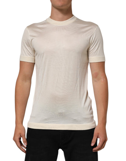 Dolce & Gabbana Weißes Seiden-T-Shirt mit Rundhalsausschnitt und kurzen Ärmeln
