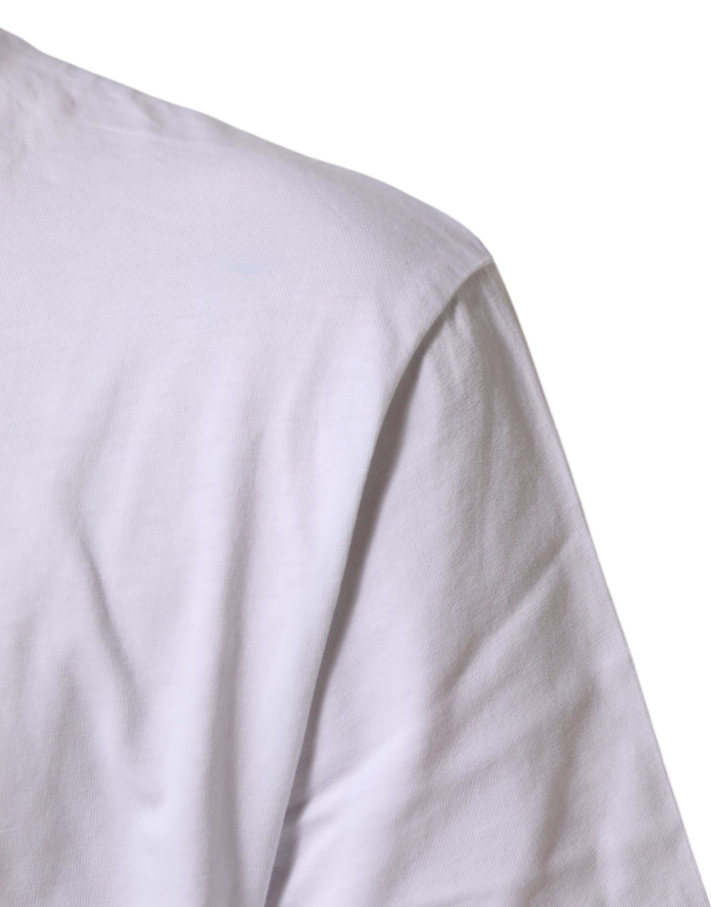 Dolce & Gabbana Weißes T-Shirt mit Rundhalsausschnitt und Logodruck aus Baumwolle