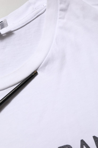 Dolce & Gabbana Weißes T-Shirt mit Rundhalsausschnitt und Logodruck aus Baumwolle