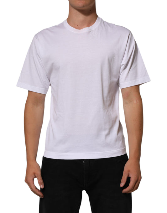Dolce & Gabbana Weißes T-Shirt mit Rundhalsausschnitt und Engelsdruck aus Baumwolle für Männer