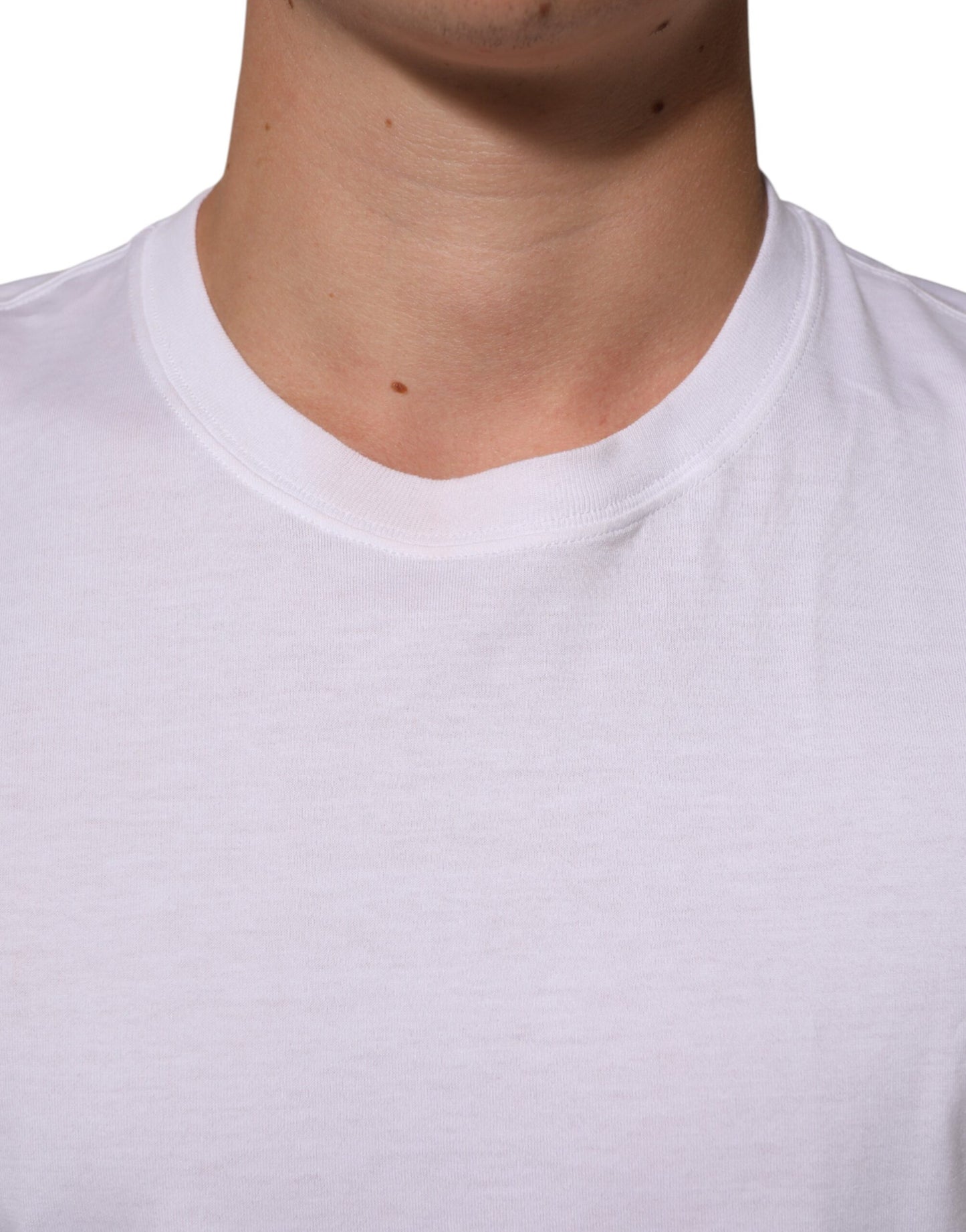 Dolce & Gabbana Weißes T-Shirt mit Rundhalsausschnitt und Engelsdruck aus Baumwolle für Männer