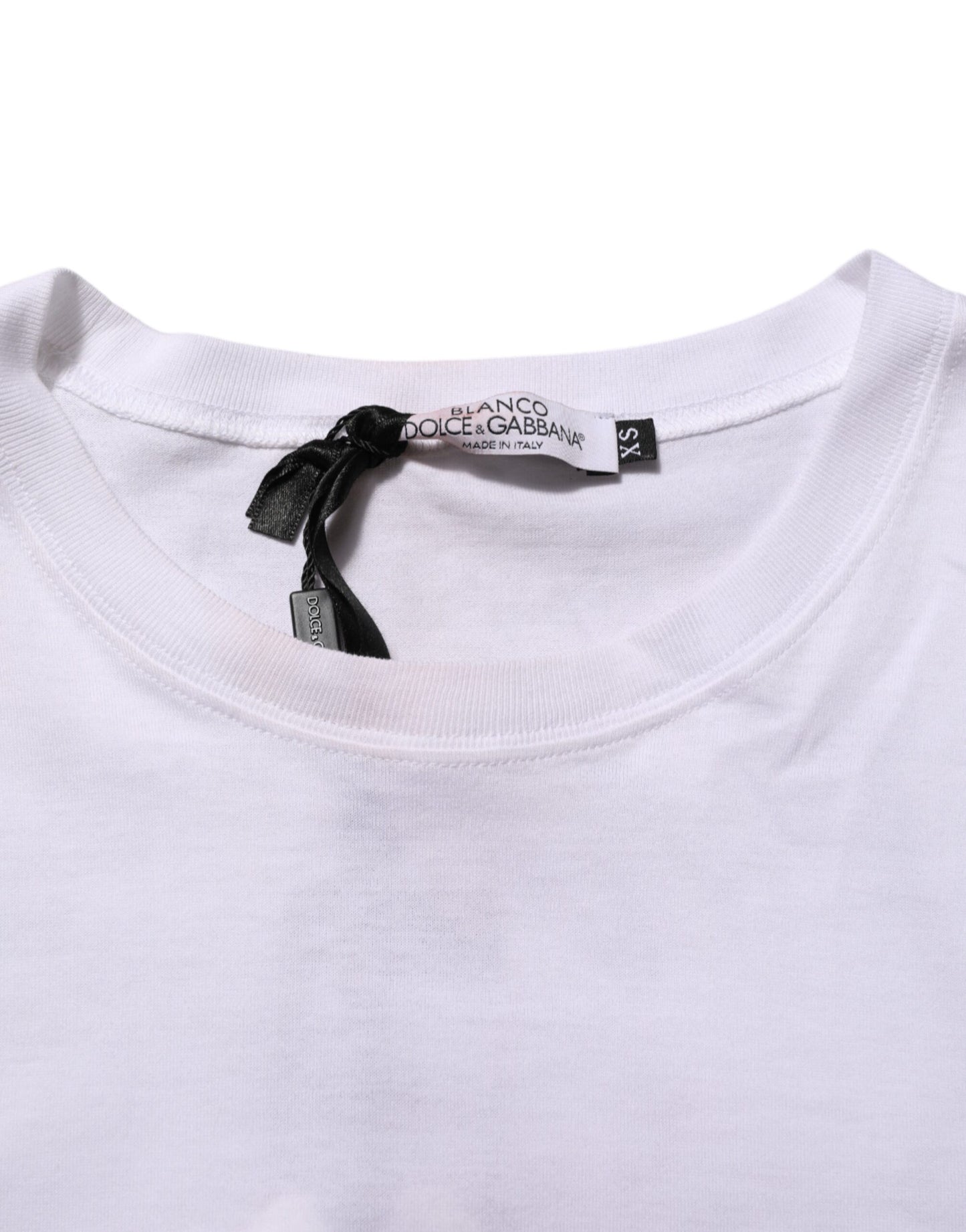 Dolce & Gabbana Weißes T-Shirt mit Rundhalsausschnitt und Engelsdruck aus Baumwolle für Männer