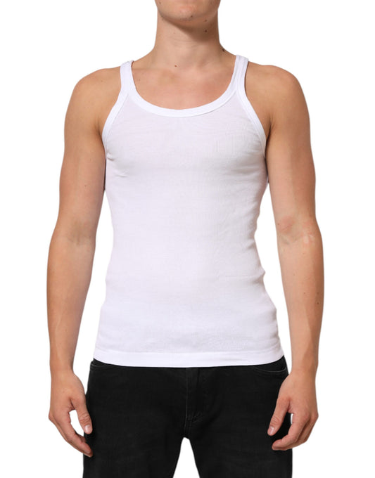 Dolce & Gabbana Weißes ärmelloses Rundhals-Tank-Top T-Shirt