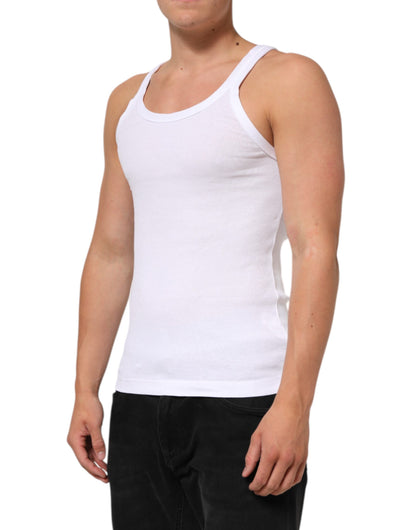 Dolce & Gabbana Weißes ärmelloses Rundhals-Tank-Top T-Shirt