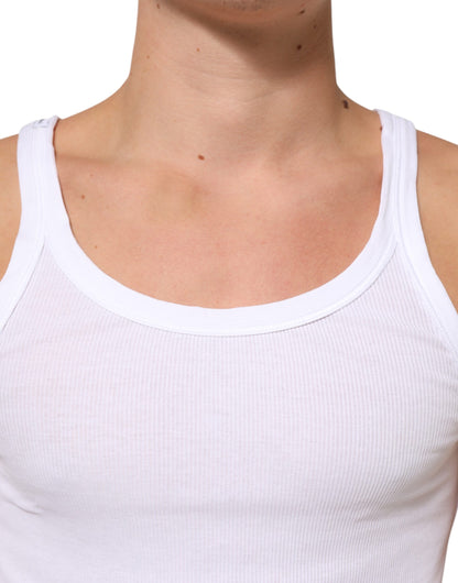 Dolce & Gabbana Weißes ärmelloses Rundhals-Tank-Top T-Shirt