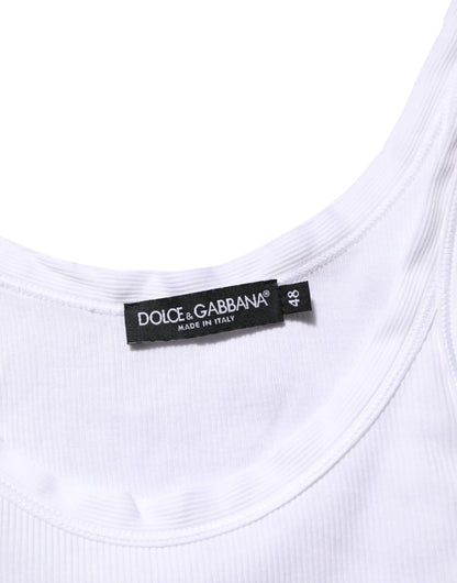 Dolce & Gabbana Weißes ärmelloses Rundhals-Tank-Top T-Shirt