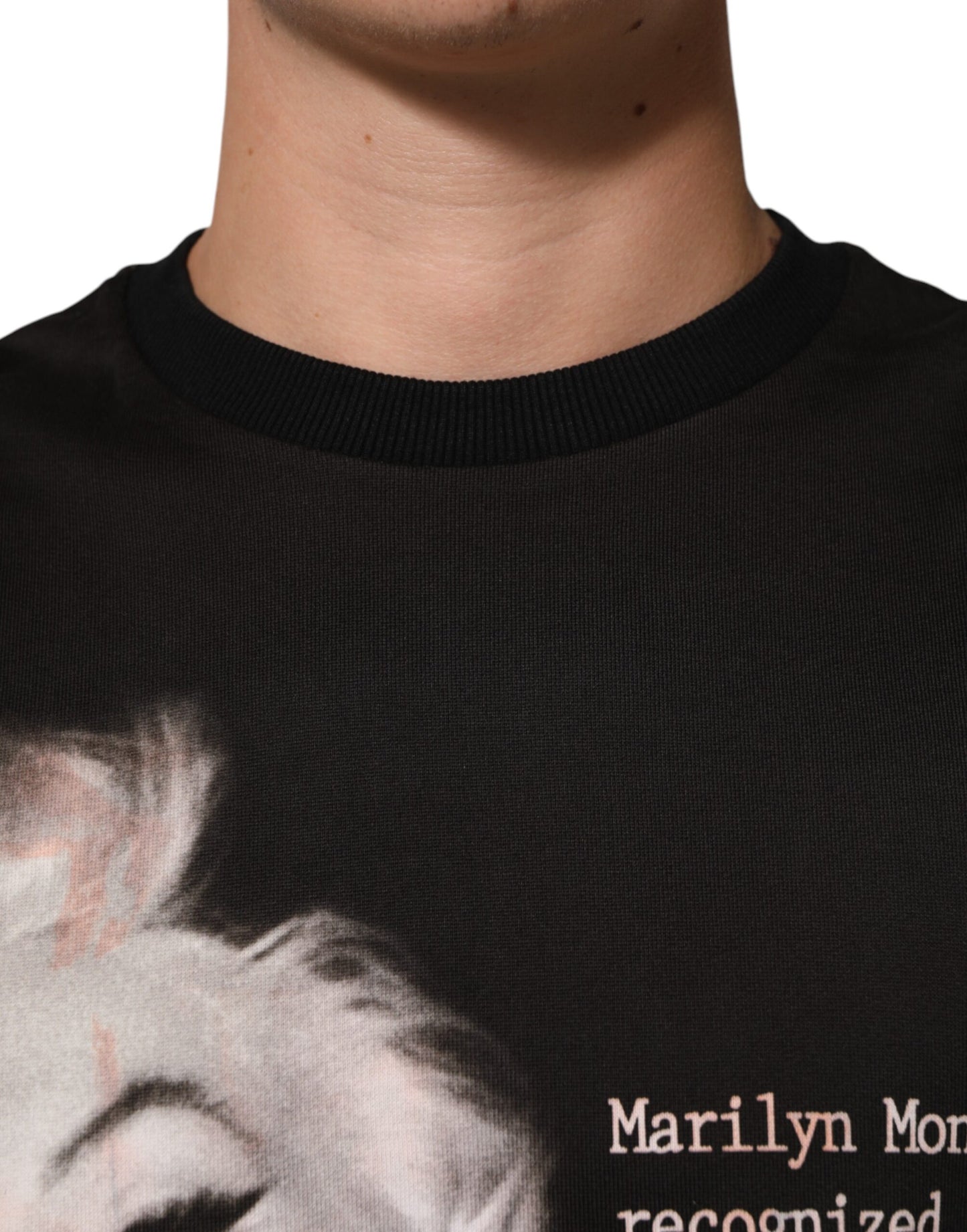 Dolce & Gabbana Schwarzes Marilyn Monroe Baumwoll-T-Shirt mit Rundhalsausschnitt