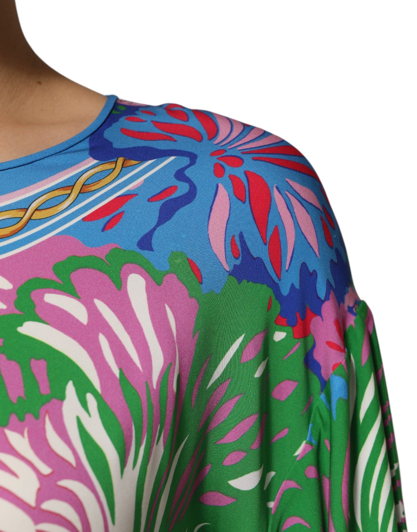 Dolce & Gabbana Multicolor Seidenbluse mit Blumendruck Tunika-Top