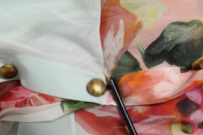 Dolce & Gabbana Multicolor Floral Patchwork Ascot Kragen Top