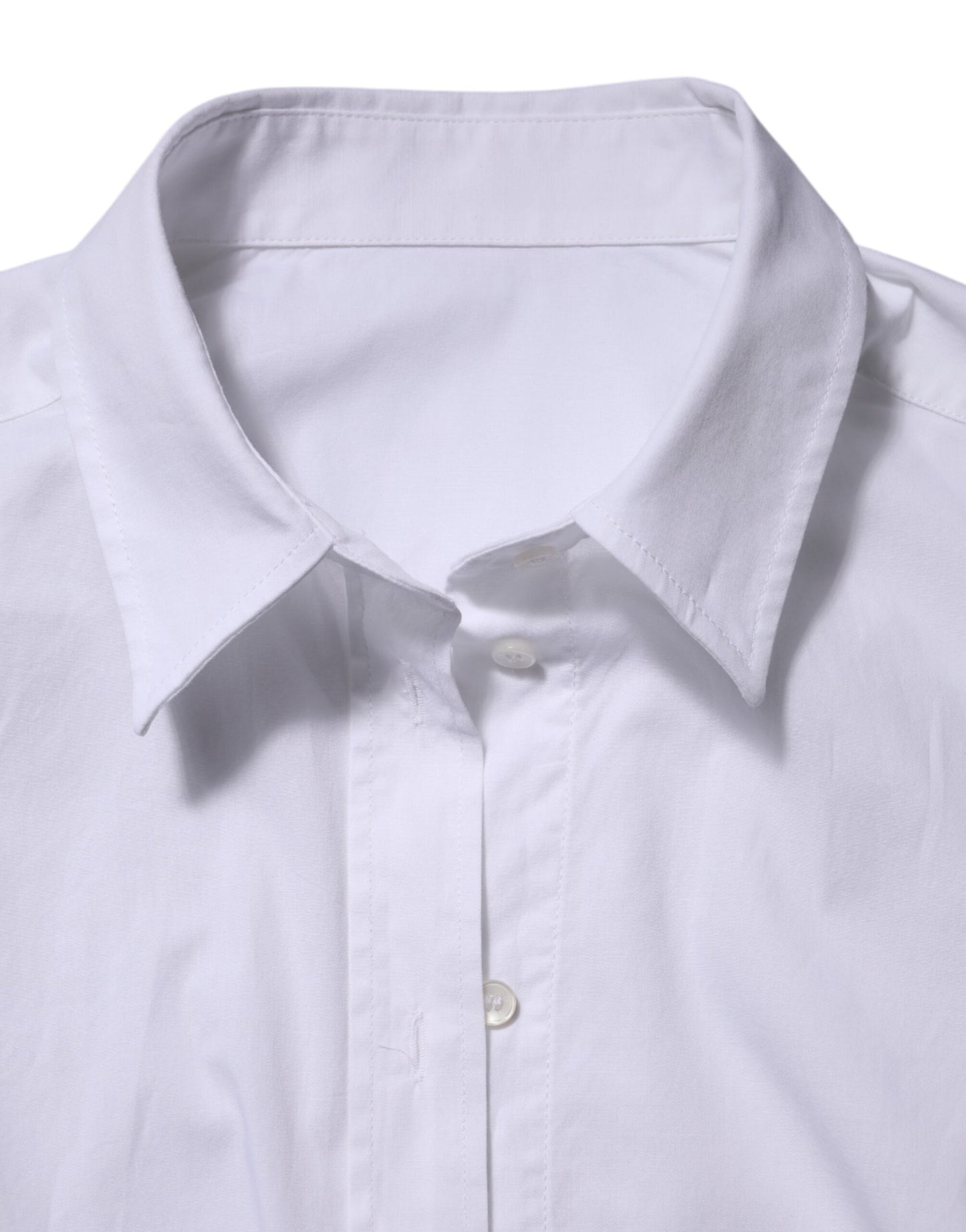 Dolce & Gabbana Weißes Baumwoll-Kragenhemd mit Knopfleiste