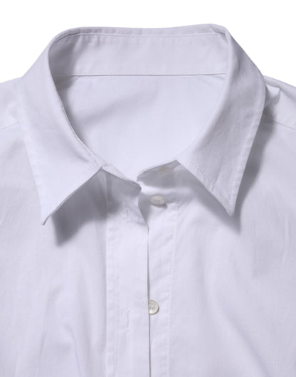 Dolce & Gabbana Weißes Baumwoll-Kragenhemd mit Knopfleiste