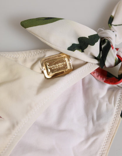 Dolce & Gabbana Weißer geblümter Badeanzug 2 Stück Oberteil Unterteil Bademode