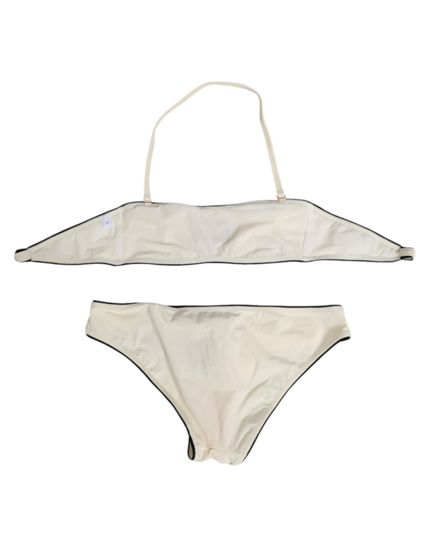 Dolce & Gabbana Beige Logo-Badeanzug 2 Stück Oberteil Unterteil Bademode