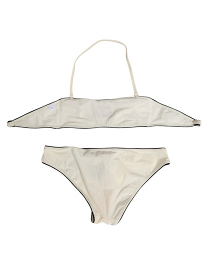 Dolce & Gabbana Beige Logo-Badeanzug 2 Stück Oberteil Unterteil Bademode