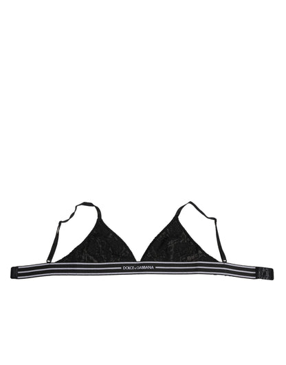 Dolce & Gabbana Schwarzer Spitzen-Dreieck-Bralette Kabellose Unterwäsche
