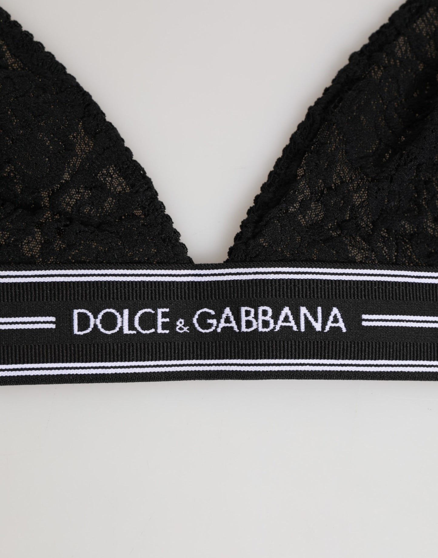 Dolce & Gabbana Schwarzer Spitzen-Dreieck-Bralette Kabellose Unterwäsche