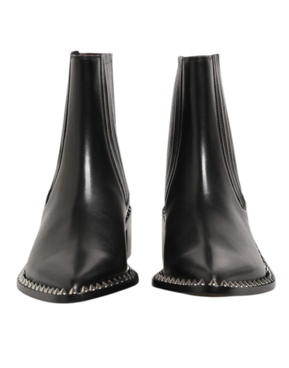 Dolce & Gabbana Schwarzes Leder Nieten Männer kurze Stiefel Schuhe