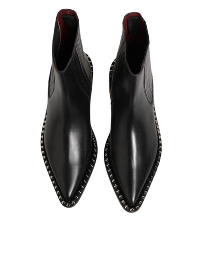 Dolce & Gabbana Schwarzes Leder Nieten Männer kurze Stiefel Schuhe