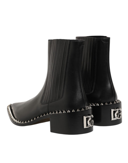 Dolce & Gabbana Schwarzes Leder Nieten Männer kurze Stiefel Schuhe