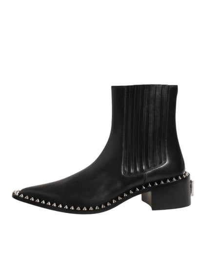 Dolce & Gabbana Schwarzes Leder Nieten Männer kurze Stiefel Schuhe