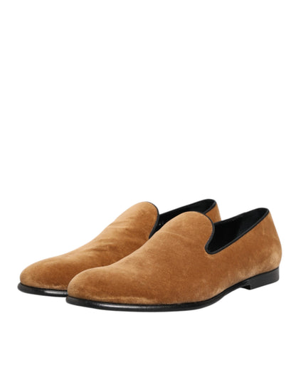 Dolce & Gabbana Braun Wildleder Slip On Männer Loafers Formale Schuhe