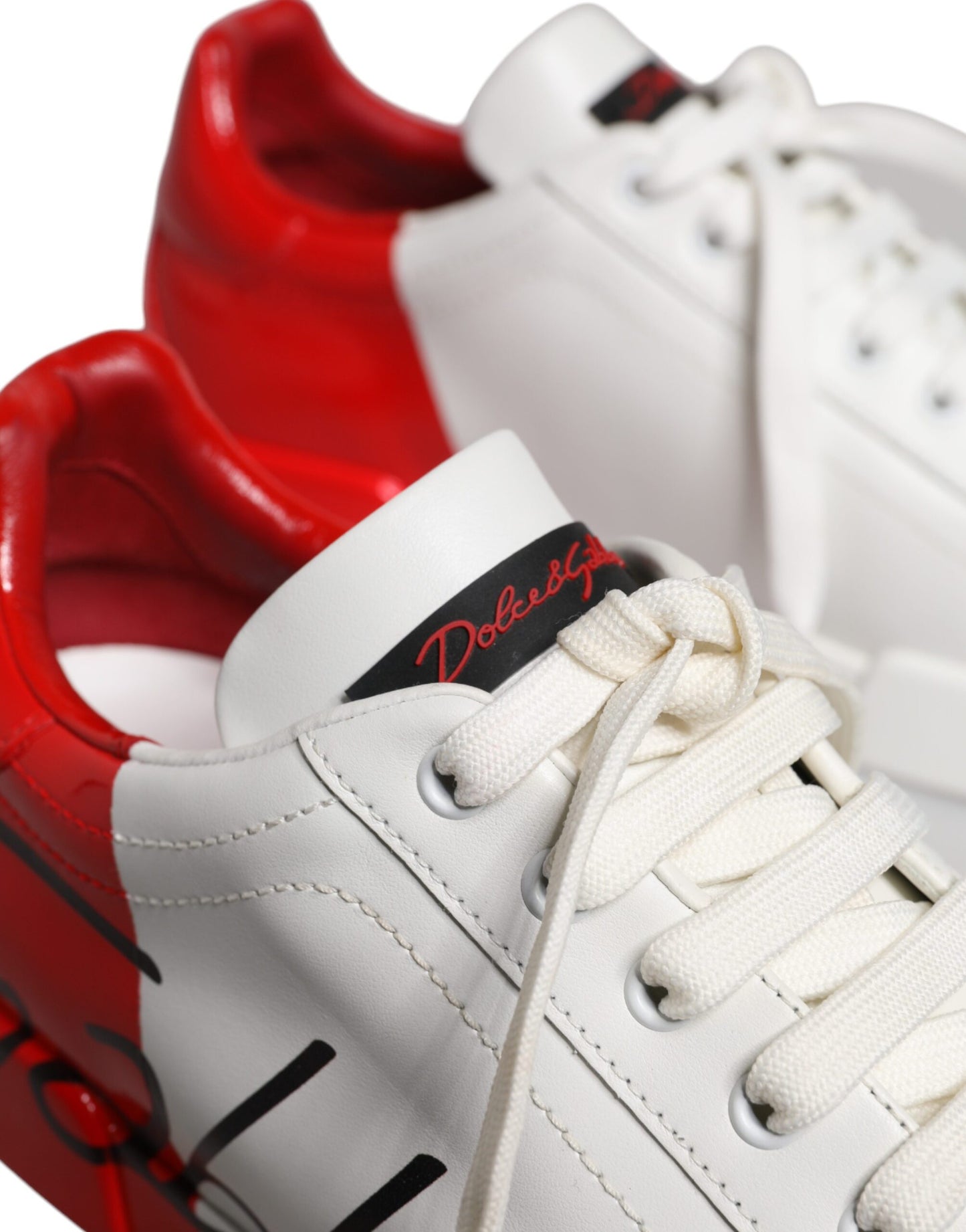 Dolce & Gabbana Weiß Rot Portofino Low Top Männer Turnschuhe Schuhe