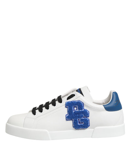 Dolce & Gabbana Weißes Leder DG Logo Low Top Sneakers Schuhe