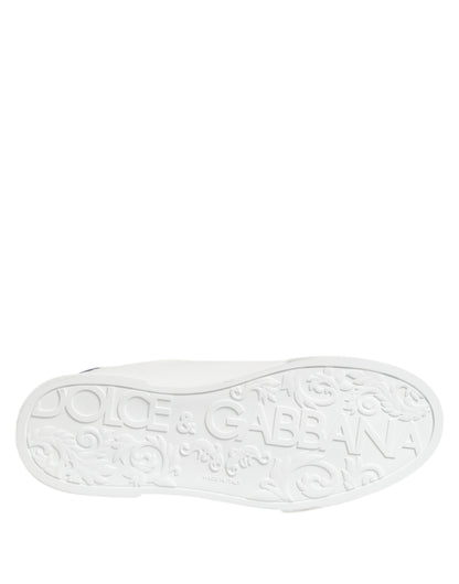 Dolce & Gabbana Weißes Leder DG Logo Low Top Sneakers Schuhe