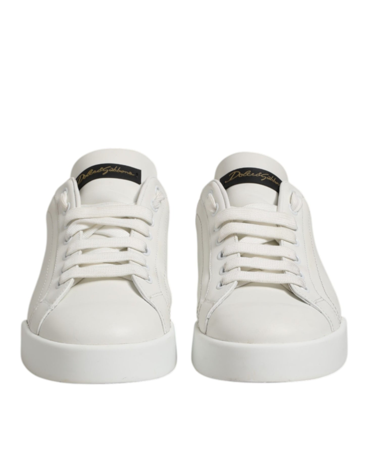 Dolce & Gabbana Weiß Schwarz Leder Low Top Männer Turnschuhe Schuhe