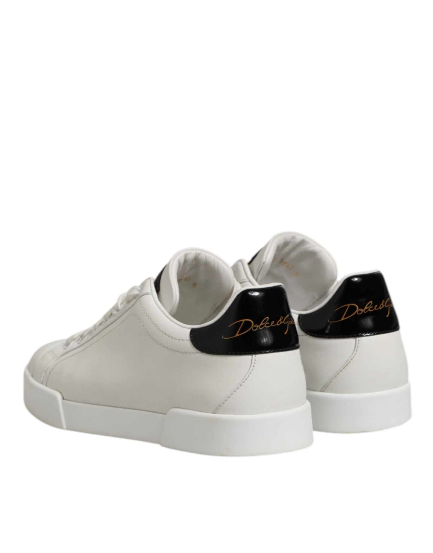 Dolce & Gabbana Weiß Schwarz Leder Low Top Männer Turnschuhe Schuhe