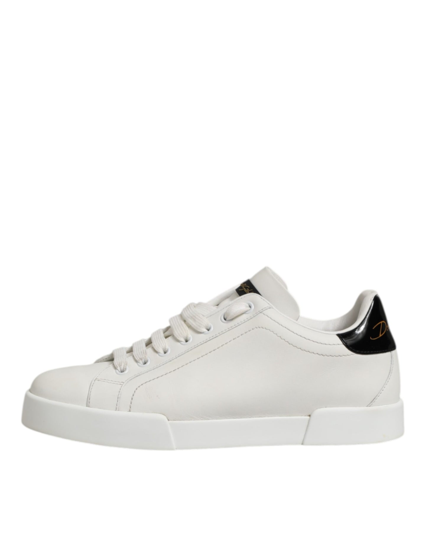Dolce & Gabbana Weiß Schwarz Leder Low Top Männer Turnschuhe Schuhe