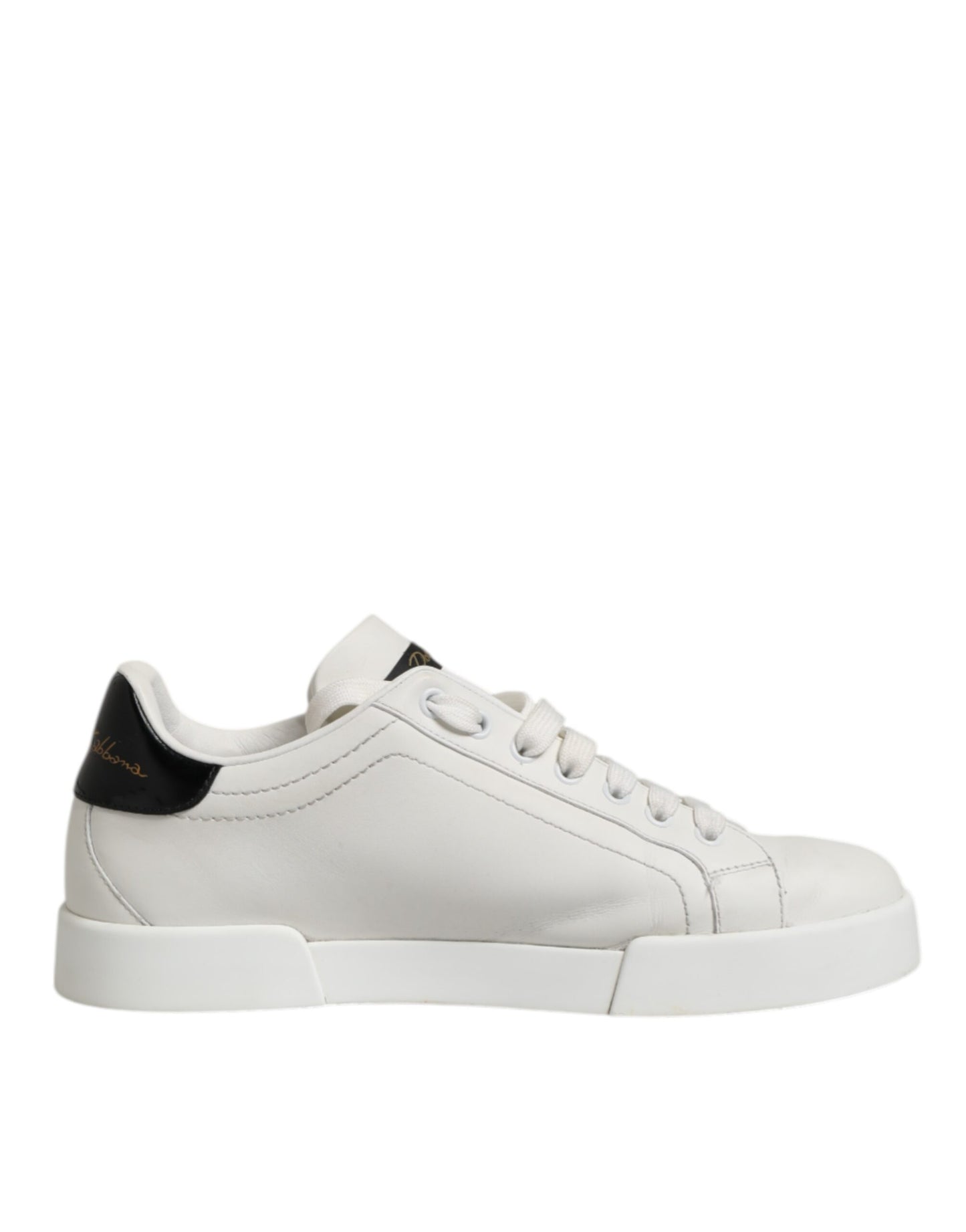 Dolce & Gabbana Weiß Schwarz Leder Low Top Männer Turnschuhe Schuhe