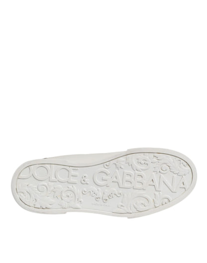 Dolce & Gabbana Weiß Schwarz Leder Low Top Männer Turnschuhe Schuhe