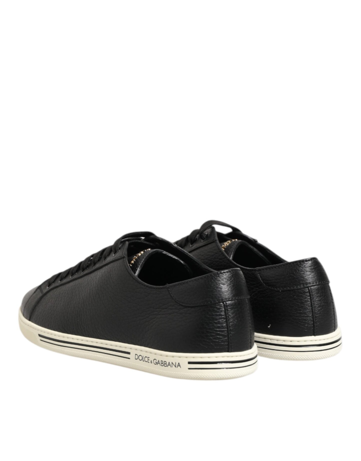 Dolce & Gabbana Schwarze Leder Schnürschuhe Low Top Sneakers Schuhe