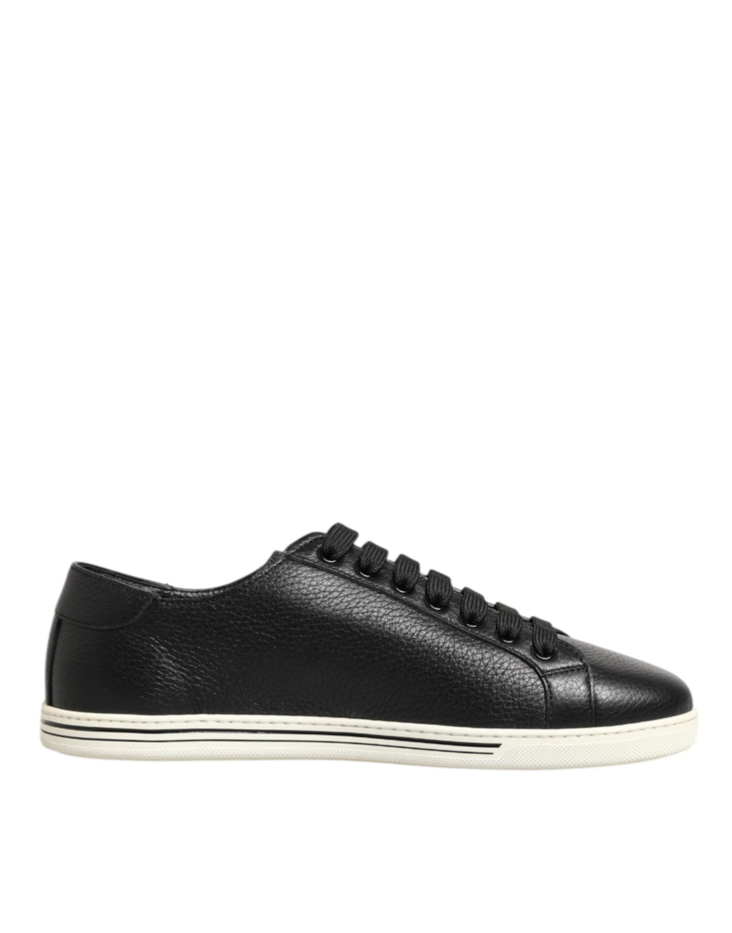 Dolce & Gabbana Schwarze Leder Schnürschuhe Low Top Sneakers Schuhe