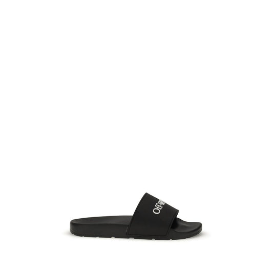 Off-White Schwarze Rutschen mit Bookish-Logo