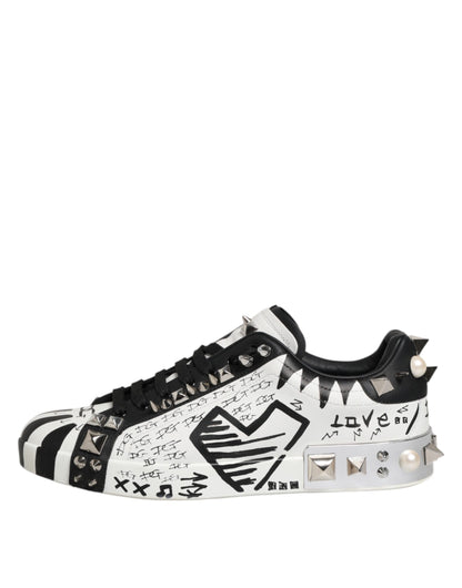 Dolce & Gabbana Weiß Portofino Nieten Männer Turnschuhe Schuhe