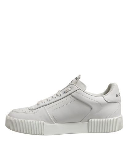 Dolce & Gabbana Weiß Leder MIAMI Low Top Turnschuhe Schuhe