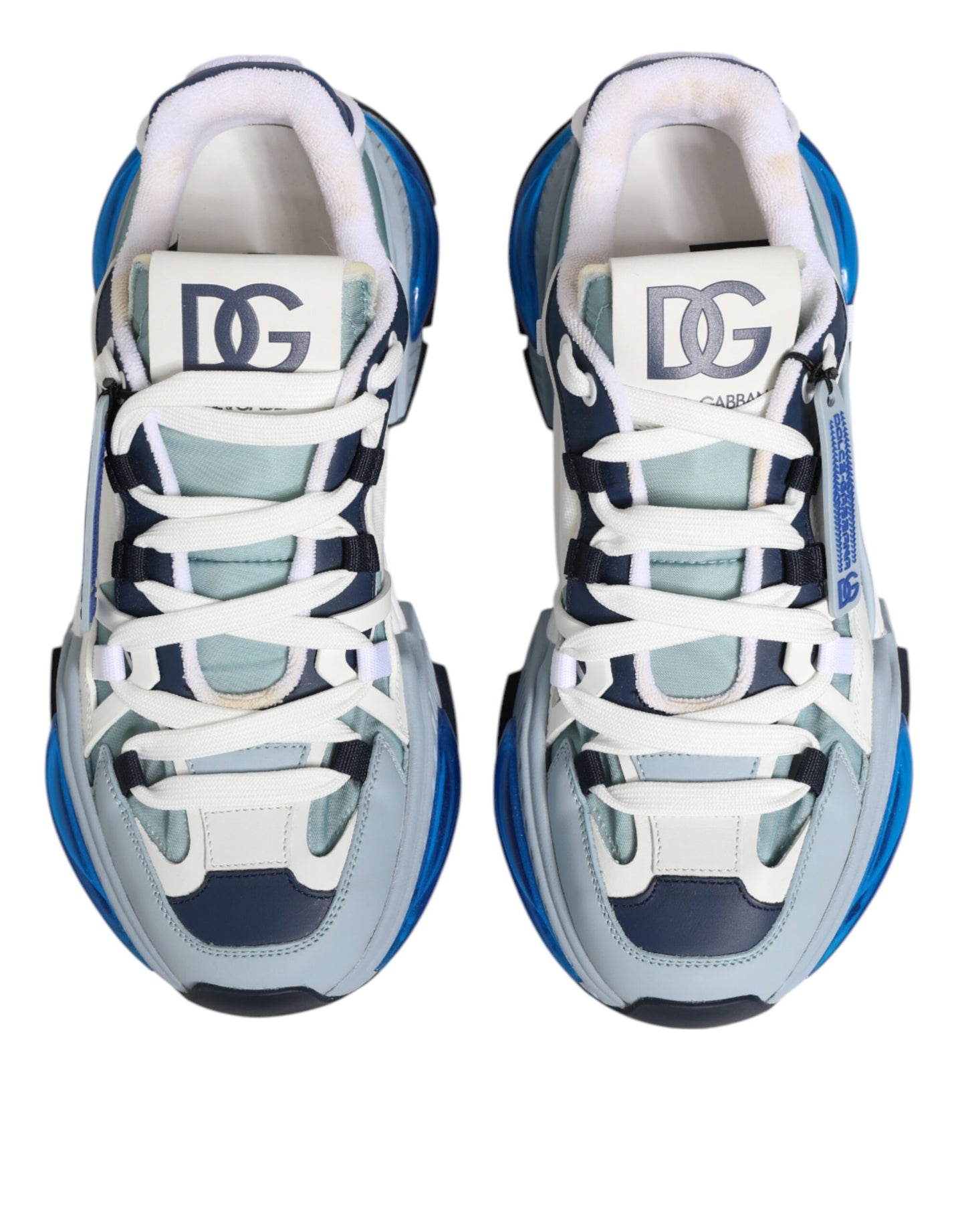 Dolce & Gabbana Weiß Blau Nylon Airmaster Turnschuhe Schuhe