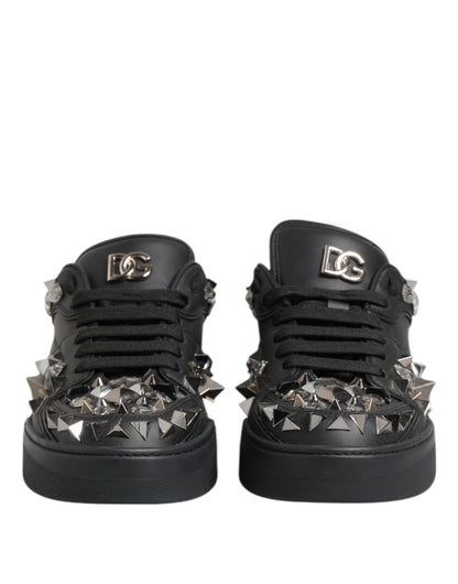 Dolce & Gabbana Schwarz Portofino Nieten Männer Turnschuhe Schuhe