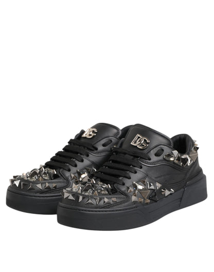 Dolce & Gabbana Schwarz Portofino Nieten Männer Turnschuhe Schuhe