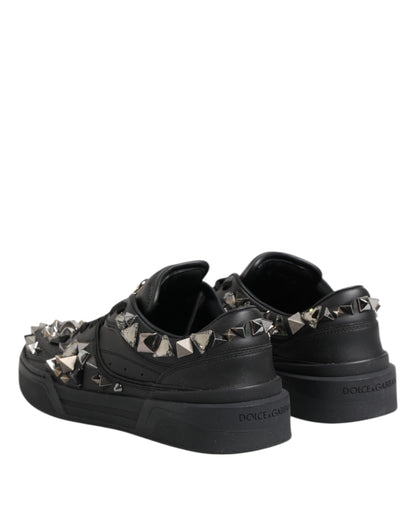 Dolce & Gabbana Schwarz Portofino Nieten Männer Turnschuhe Schuhe