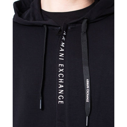 Armani Exchange Schwarzer Baumwoll-Kapuzenpulli