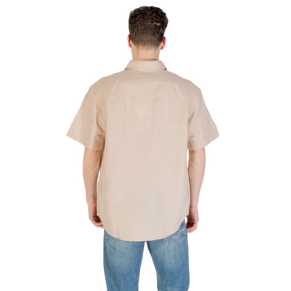 Calvin Klein Jeans Beige Leinen-Kurzarmhemd